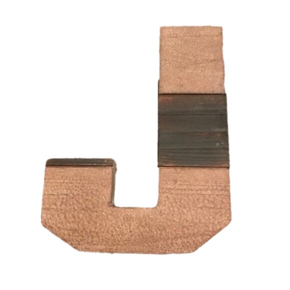 ⭐️ Letter J Brown Tan Wall Shelf Decoration Home‎ Decor Two Tone 8 Inches Tall - Picture 1 of 4